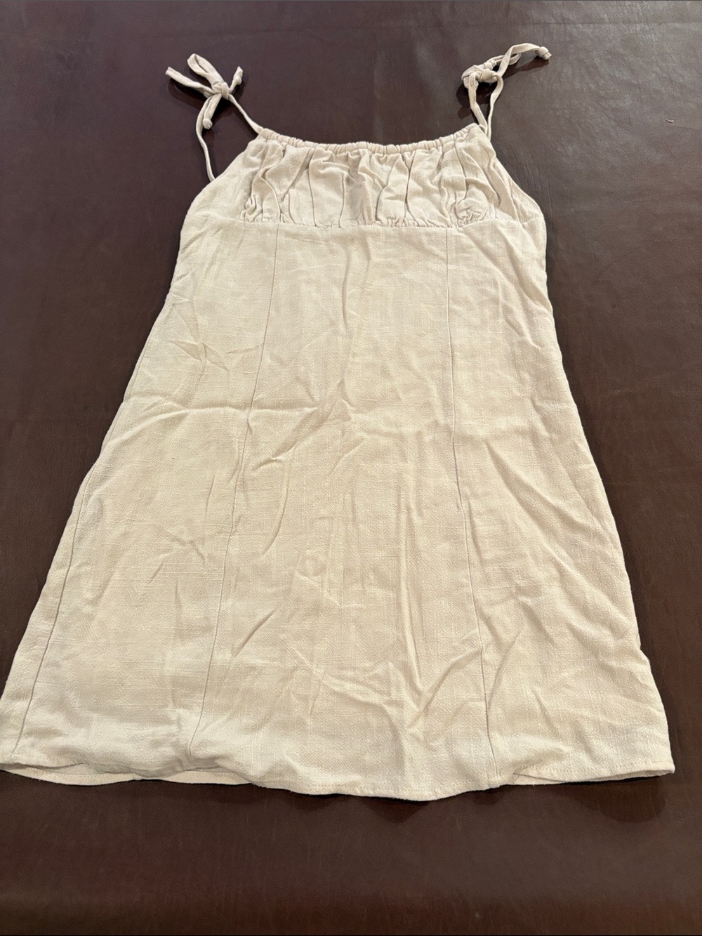 La Hearts Cream Tie-Shoulder Mini Dress